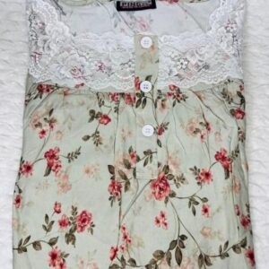 Square Lace Mint Blossom Floral Dubai Maxi