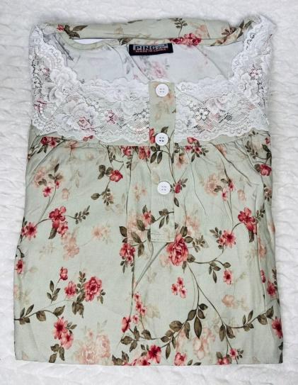 Square Lace Mint Blossom Floral Dubai Maxi | IL1002