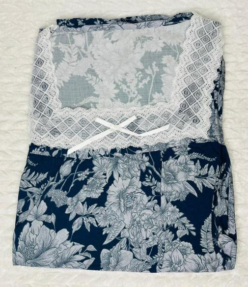 Square Lace Indigo Elegance Floral Dubai Maxi | IL1011
