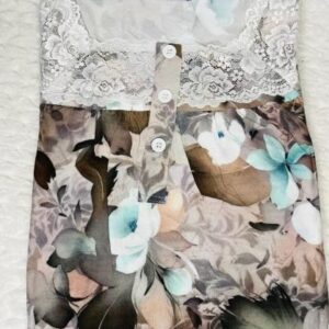 Square Lace Aqua Bloom Floral Dubai Maxi